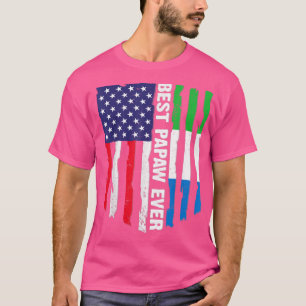 American Flag Sierra Leone Flag Best Papaw Ever Fa T-Shirt