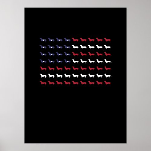 American Flag Silhouette Dachshund 4th Of July Poster