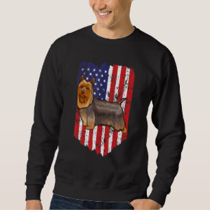 American Flag Silky Terrier 4th Of July Usa Sweatshirt