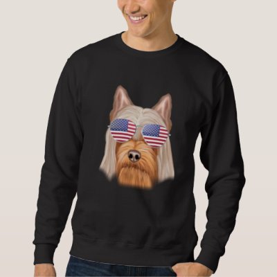American Flag Silky Terrier Dog America Pocket Sweatshirt