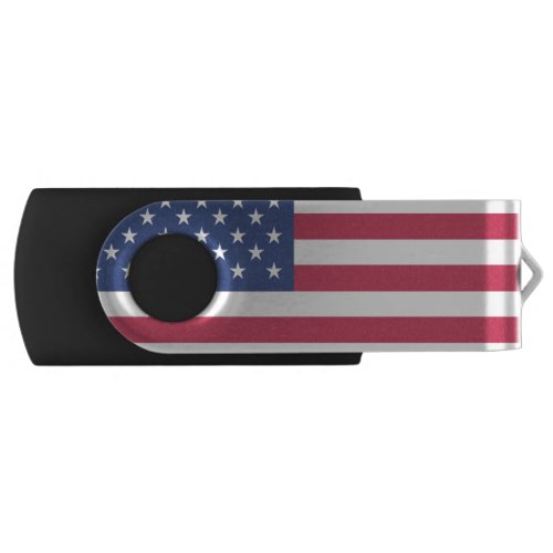 American Flag Silver 8 GB Black USB flash drive