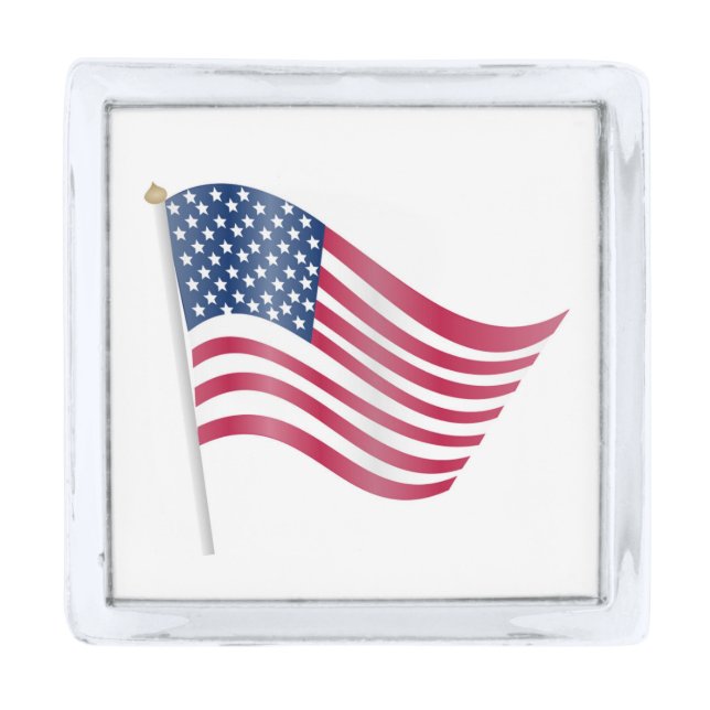 AMERICAN FLAG SILVER FINISH LAPEL PIN (Front)