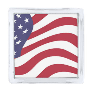 AMERICAN FLAG SILVER FINISH LAPEL PIN
