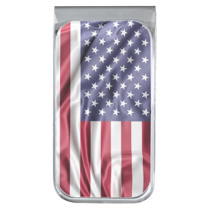 American Flag Silver Finish Money Clip