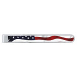 American Flag Silver Finish Tie Bar at Zazzle