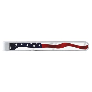 American Flag Silver Finish Tie Bar by accessoriesstore at Zazzle