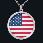 American Flag Silver Plated Necklace USA<br><div class="desc">USA - United States of America - Flag - Patriotic - independence day - July 4th - Customizable - Choose / Add Your Unique Text / Color / Image - Make Your Special Gift - Resize and move or remove and add elements / image with customization tool. You can also...</div>