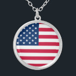 American Flag Silver Plated Necklace USA<br><div class="desc">USA - United States of America - Flag - Patriotic - independence day - July 4th - Customizable - Choose / Add Your Unique Text / Color / Image - Make Your Special Gift - Resize and move or remove and add elements / image with customization tool. You can also...</div>