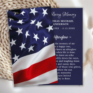 American Flag Simple Memorial Funeral Prayer Card