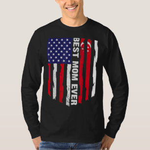 American Flag & Singapore Flag Best Mom Ever Famil T-Shirt