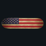 American Flag Skateboard<br><div class="desc">A graphic design of an aged American Stars and Stripes flag in typical red, white and blue</div>