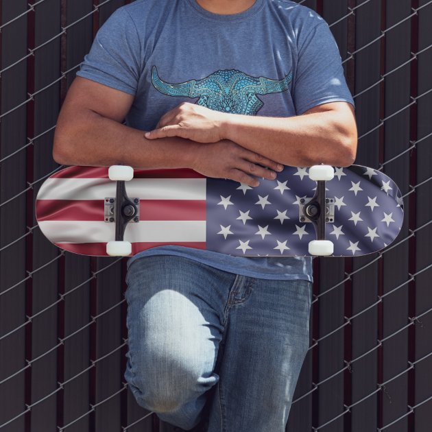 Premium Photo | Happy man in casual wear with american flag riding on skateboard Premium Photo | Happy man in casual wear with american flag riding on skateboard