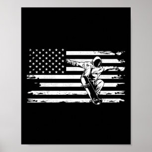 American Flag Skateboarding Clothing - Skateboard Poster
