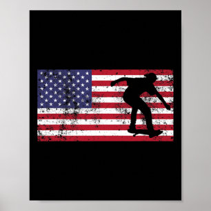 American Flag Skater Skateboarding July 4th Usa T Poster