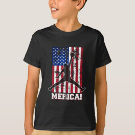 American Flag Sketll Usa Flag 4th Of July Men Boys T-Shirt