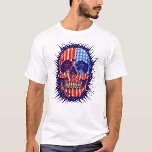 American Flag Skull Art - Gold Dental Gift T-Shirt