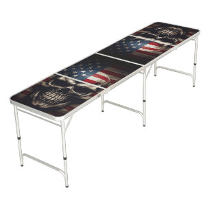 American Flag Skull  Beer Pong Table