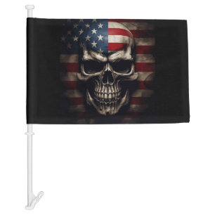 American Flag Skull Car Flag