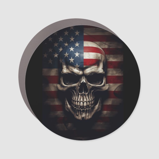 American Flag Skull  Car Magnet (Front)