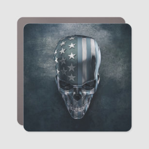 American Flag Skull Car Magnet