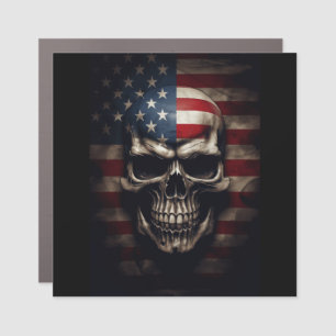 American Flag Skull  Car Magnet