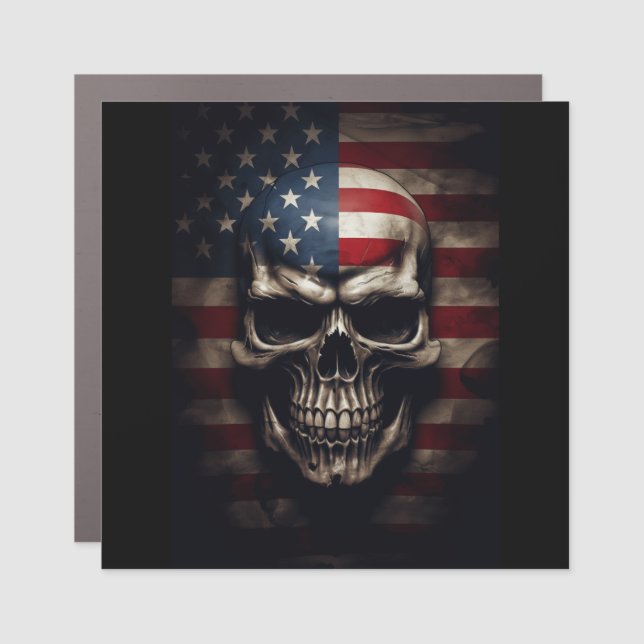 American Flag Skull  Car Magnet (Front)