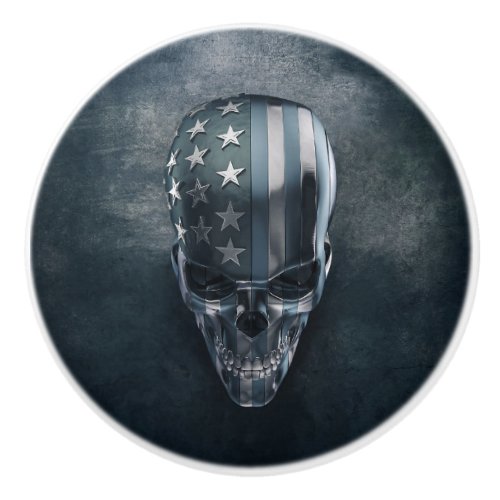 American Flag Skull Ceramic Knob