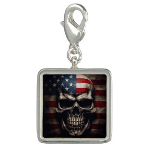 American Flag Skull Charm
