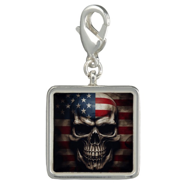American Flag Skull  Charm (Front)