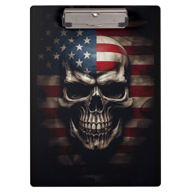 American Flag Skull  Clipboard (Front)