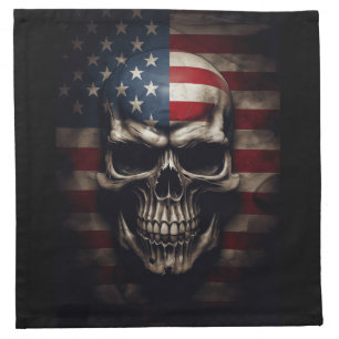 American Flag Skull Cloth Napkin