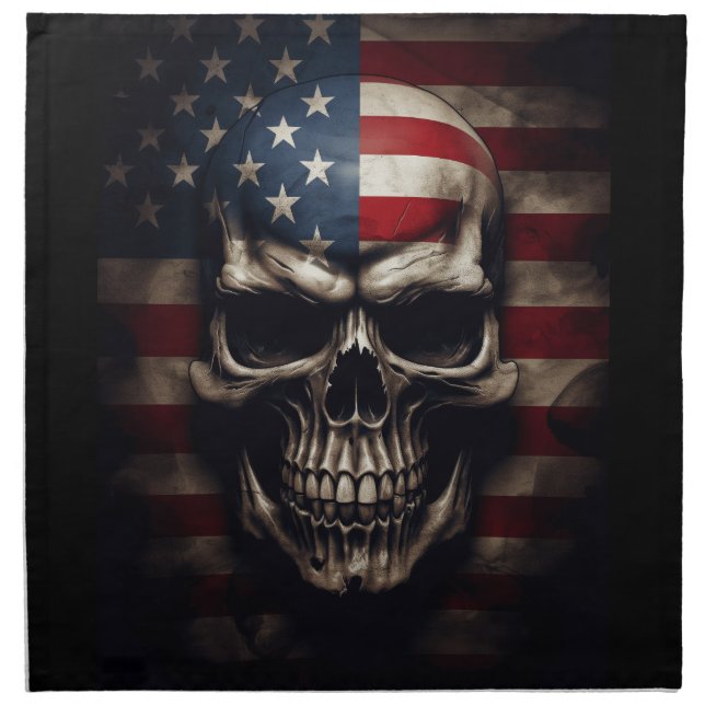 American Flag Skull  Cloth Napkin (Front)