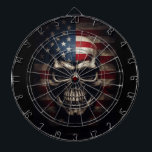 American Flag Skull  Dart Board<br><div class="desc">Step into the realm of patriotic fervor with our collection featuring the iconic American Flag Human Skull design. This emblem of unwavering loyalty and national pride is now available across a range of stunning products, each meticulously crafted to capture the essence of resilience and honor. From eye-catching wall art to...</div>