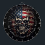 American Flag Skull  Dart Board<br><div class="desc">Step into the realm of patriotic fervor with our collection featuring the iconic American Flag Human Skull design. This emblem of unwavering loyalty and national pride is now available across a range of stunning products, each meticulously crafted to capture the essence of resilience and honor. From eye-catching wall art to...</div>