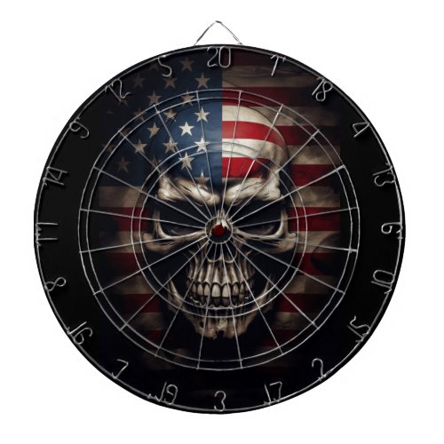 American Flag Skull  Dart Board