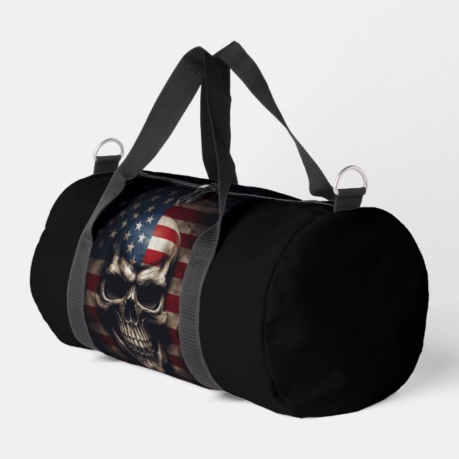American Flag Skull  Duffle Bag (Left Corner)