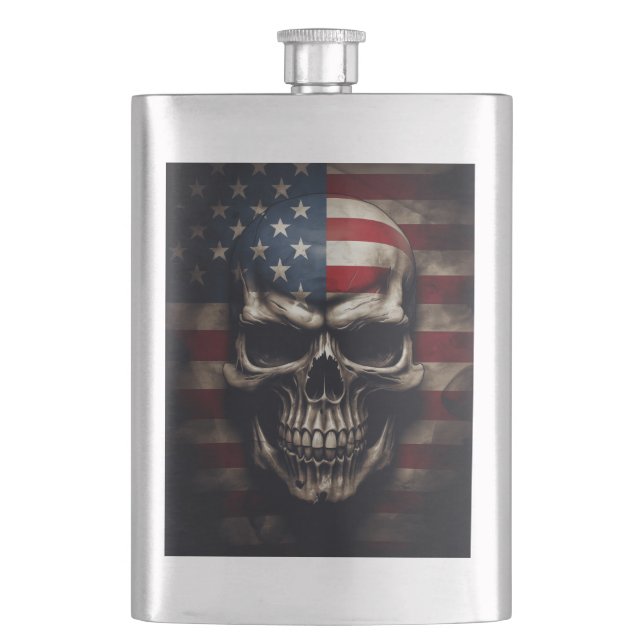 American Flag Skull  Flask (Front)