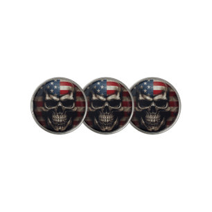 American Flag Skull Golf Ball Marker