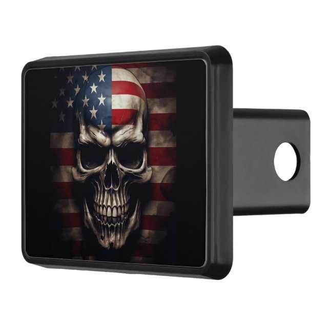 American Flag Skull  Hitch Cover (Left)