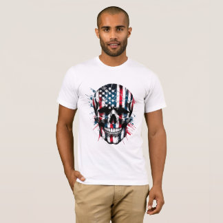 American Flag Skull Independence Day 4th of July T-Shirt