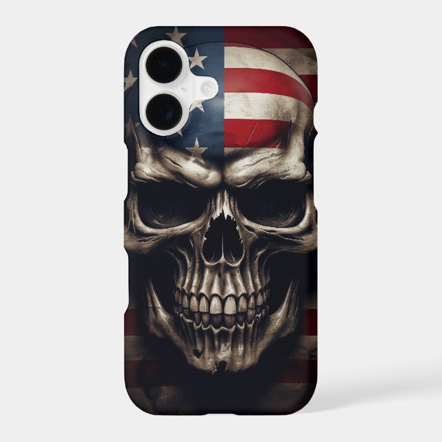 American Flag Skull  iPhone Case (Back)