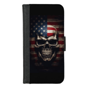 American Flag Skull iPhone 8/7 Wallet Case