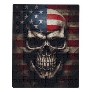 American Flag Skull  Jigsaw Puzzle
