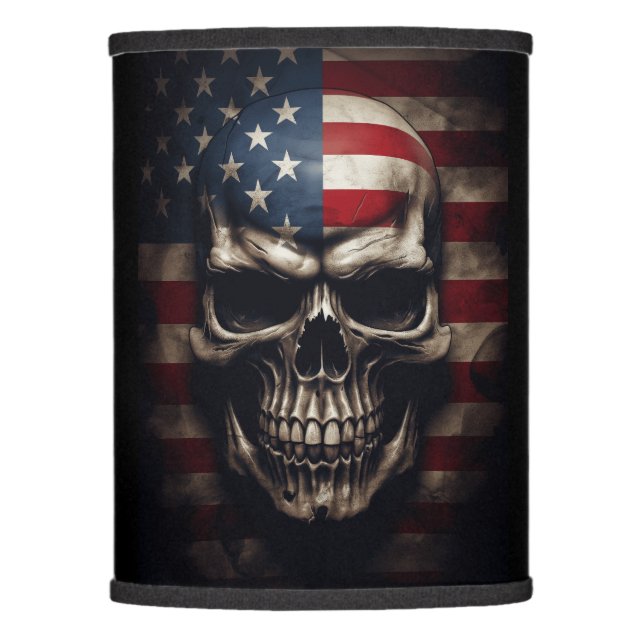 American Flag Skull  Lamp Shade (Front)