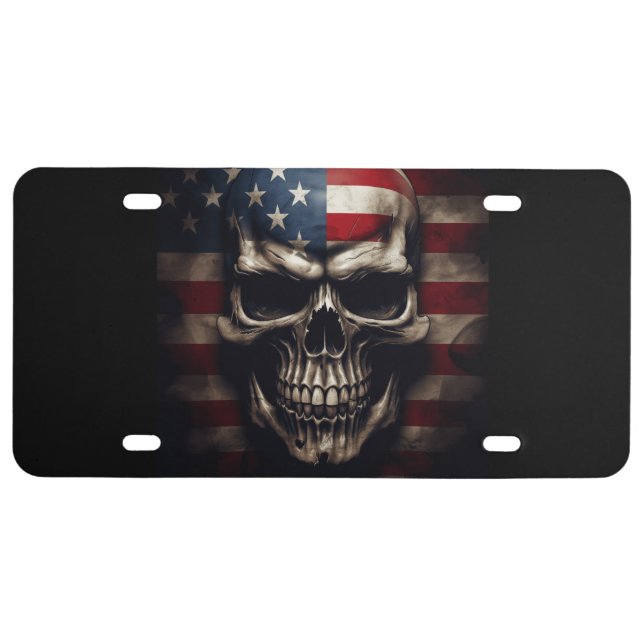 American Flag Skull  License Plate (Front)