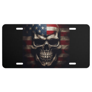 American Flag Skull License Plate