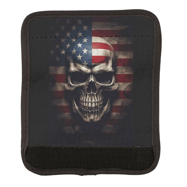 American Flag Skull  Luggage Handle Wrap (Front)