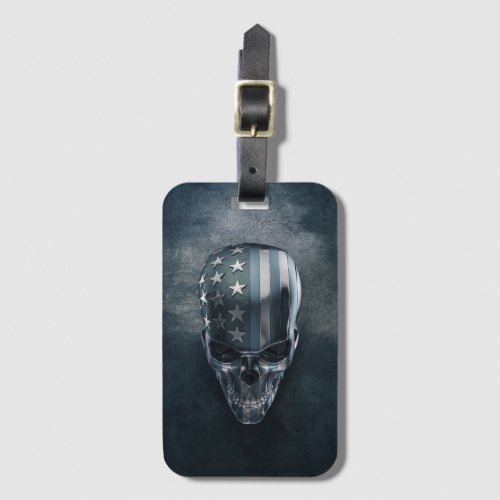 American Flag Skull Luggage Tag