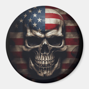 American Flag Skull  Magnet