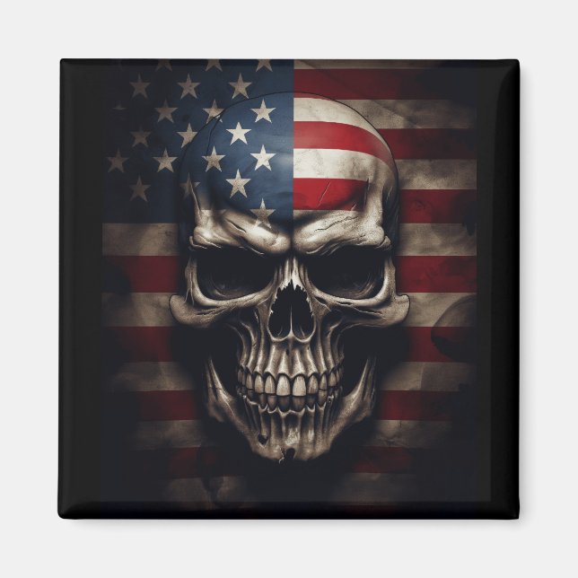 American Flag Skull  Magnet (Front)